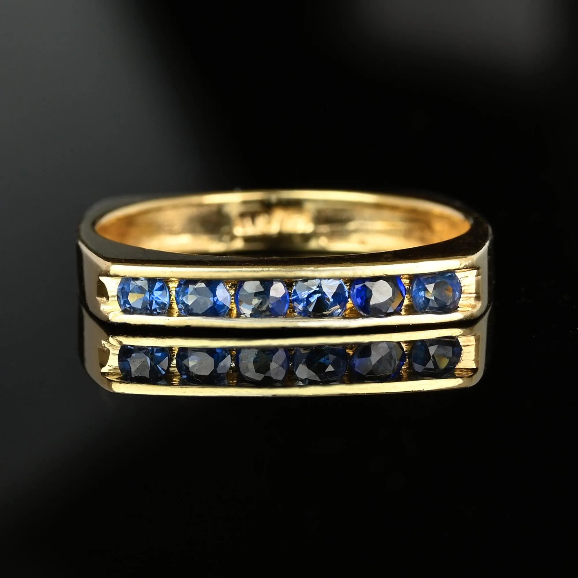 Vintage 14K Gold Euro Shank Sapphire Ring Band