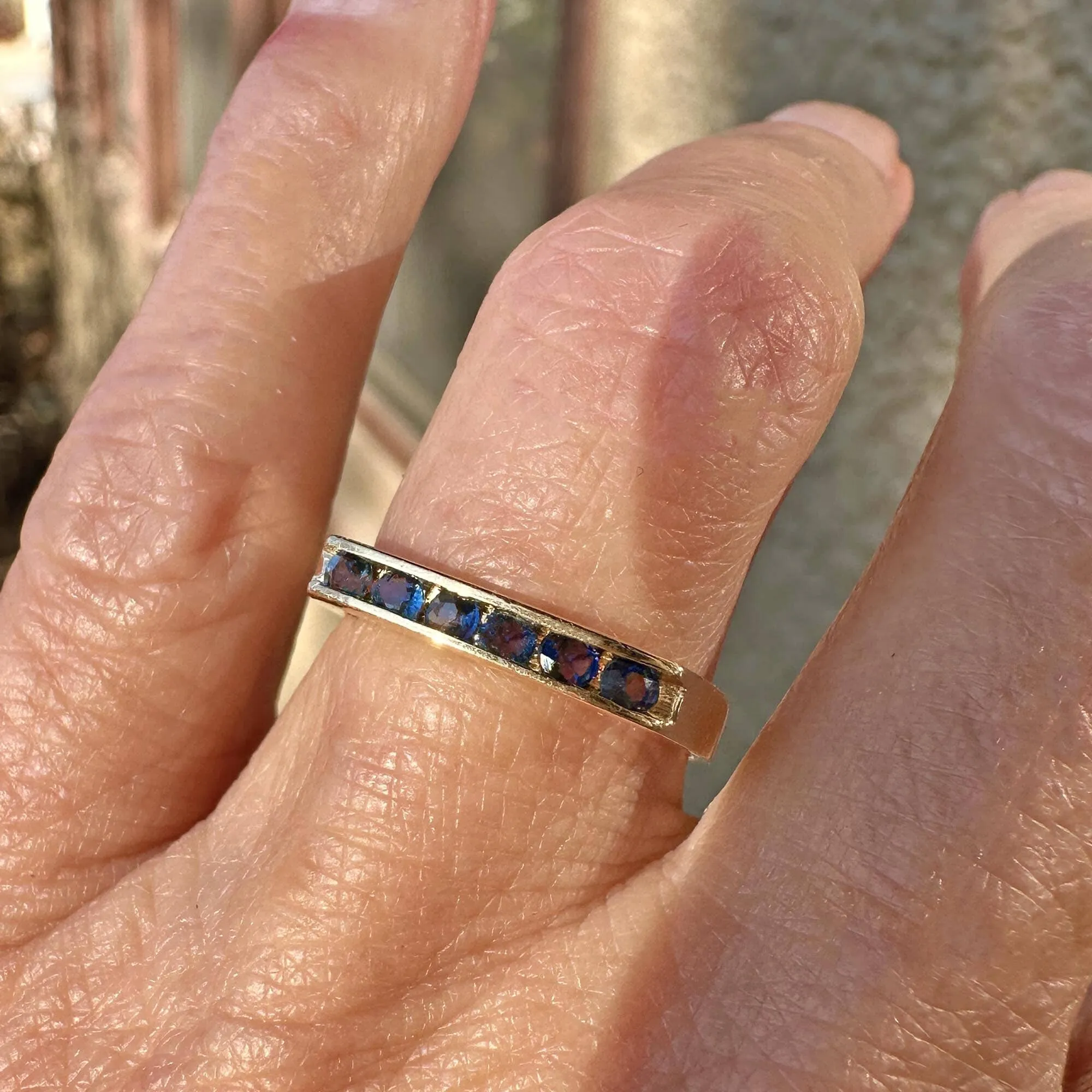 Vintage 14K Gold Euro Shank Sapphire Ring Band