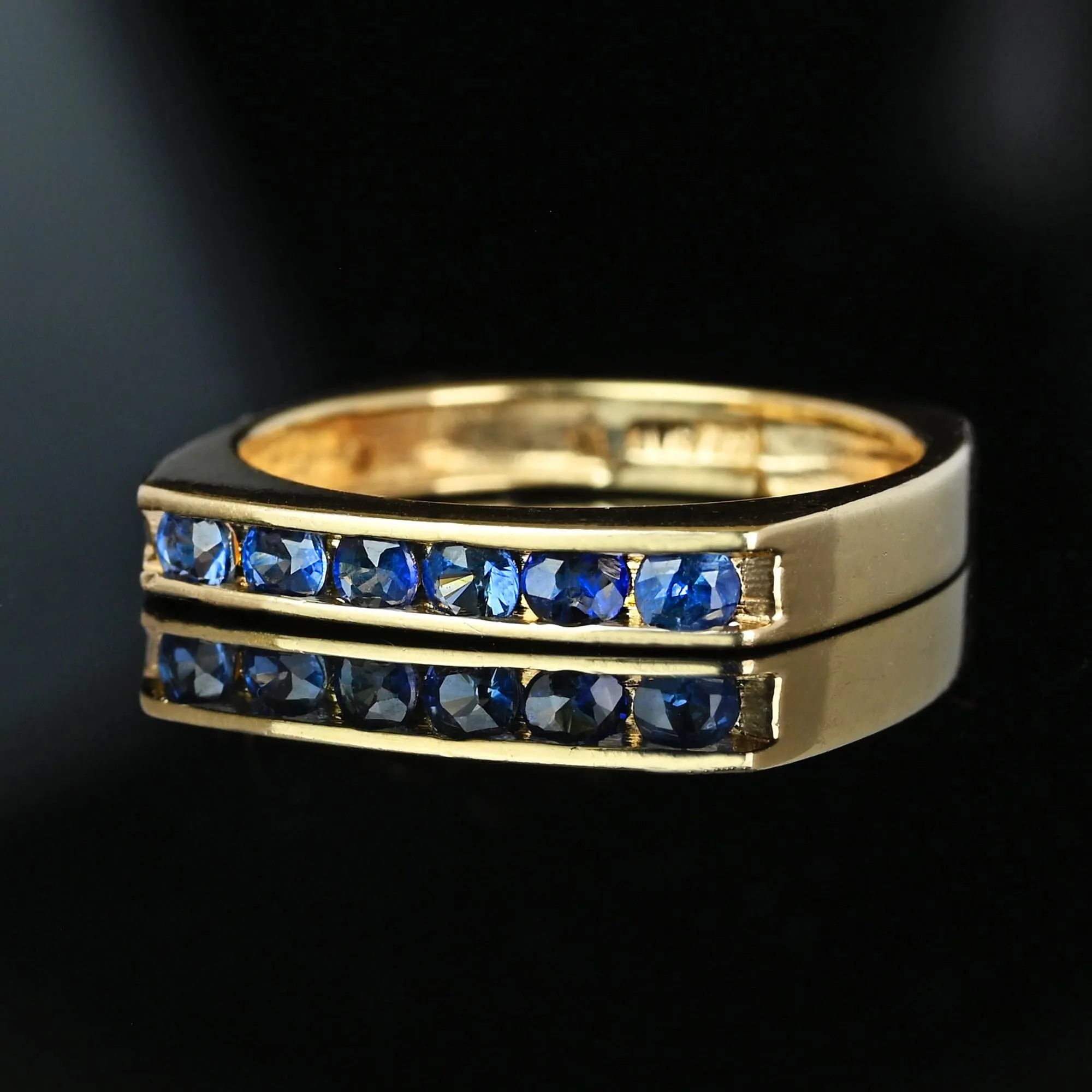 Vintage 14K Gold Euro Shank Sapphire Ring Band