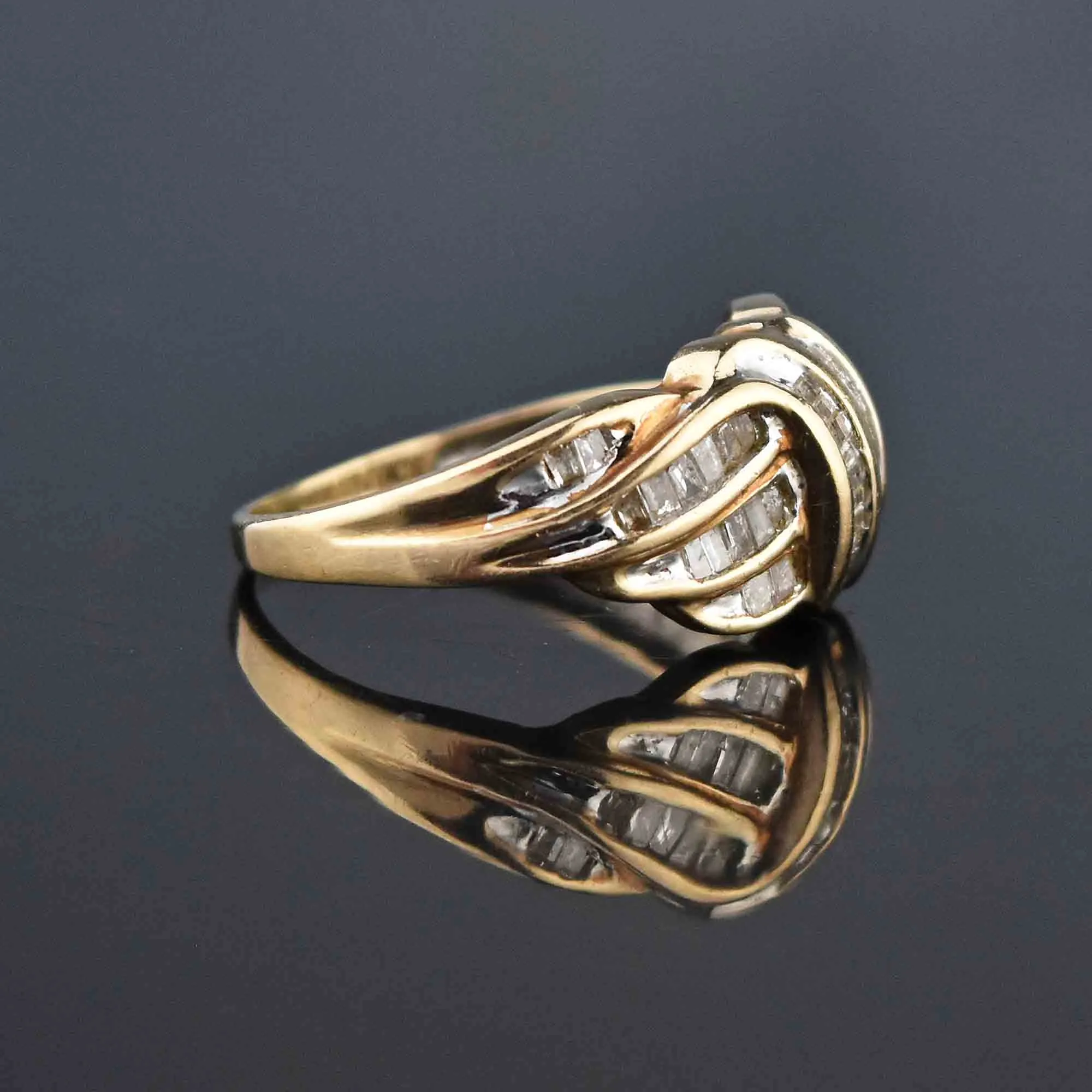 Vintage Baguette Diamond Love Knot Cocktail Ring