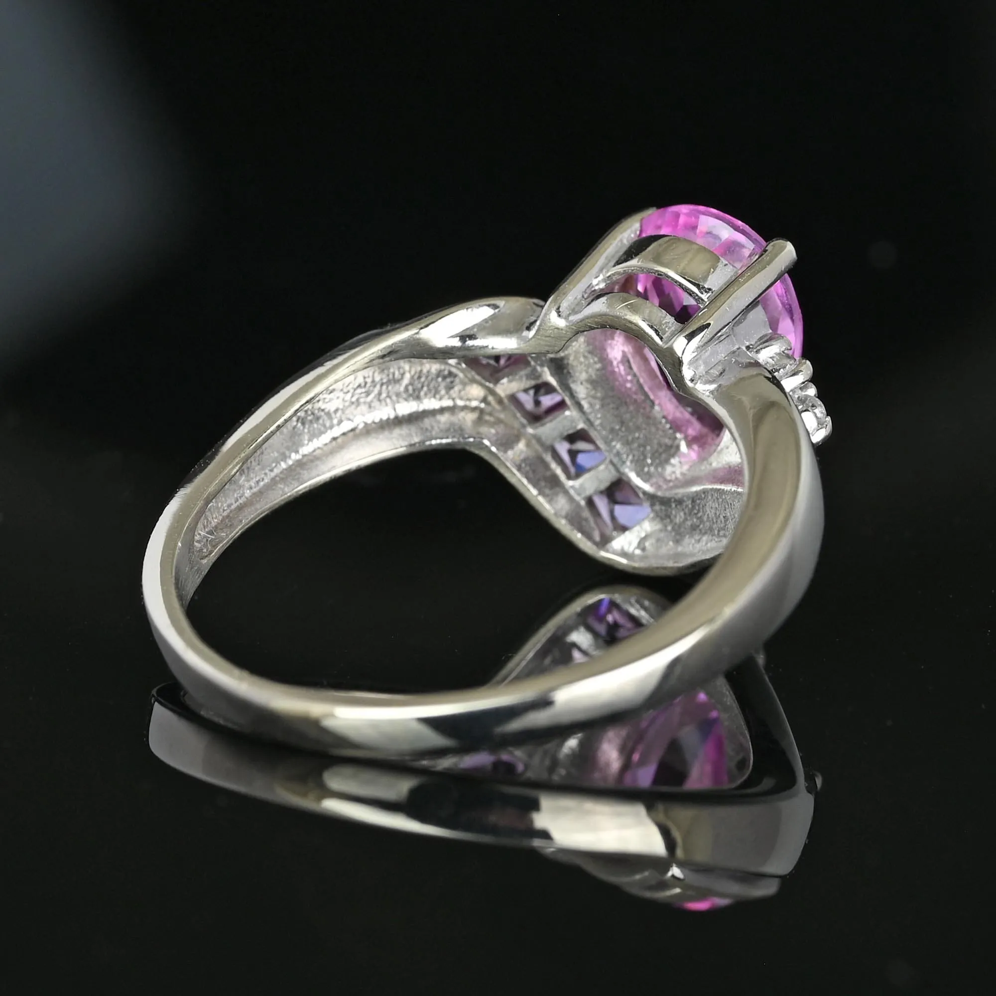 Vintage Pear Cut Pink Sapphire Diamond Ring in White Gold