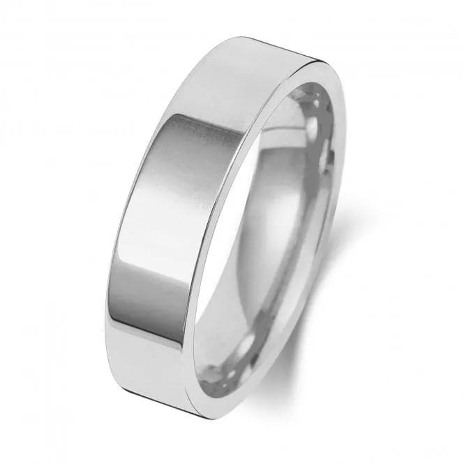 Wedding Band Platinum Flat Court 5mm-1.75 Wedding  Ring WP125H