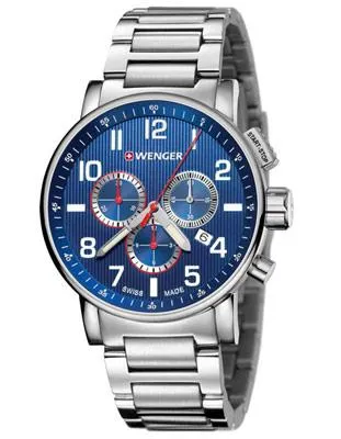 Wenger Mens Attitude Chronograph - Blue Dial - Stainless Steel Case & Bracelet