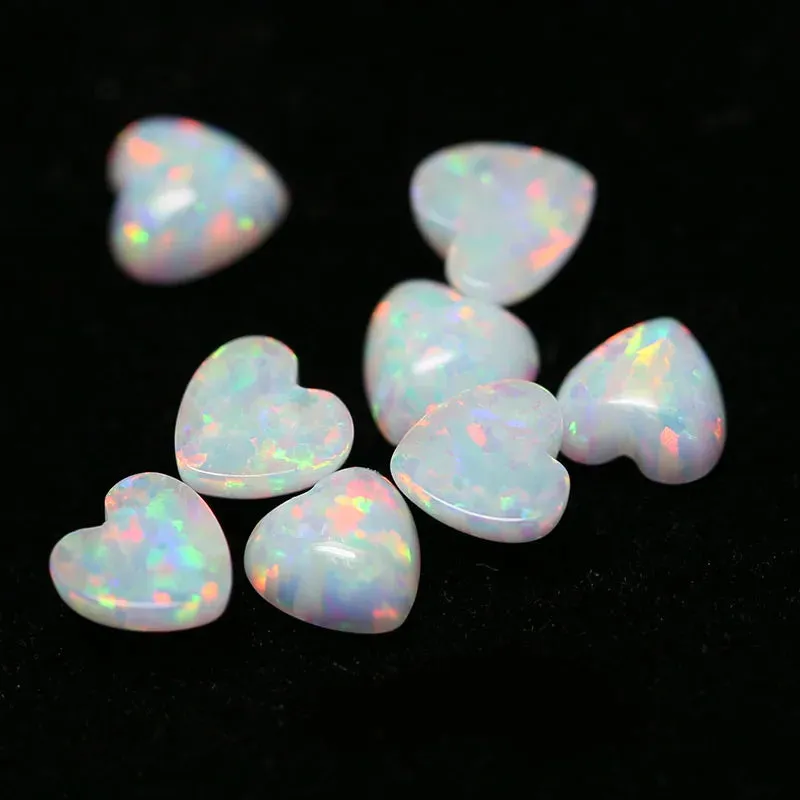 White Heart Shape Cabochon Opal for Jewelry Design