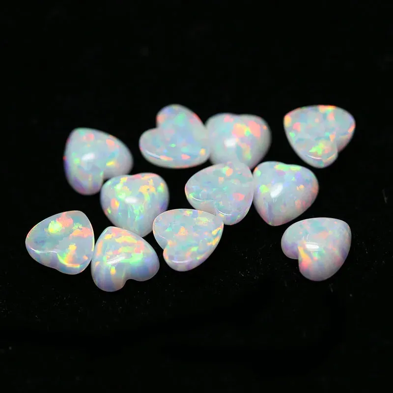 White Heart Shape Cabochon Opal for Jewelry Design