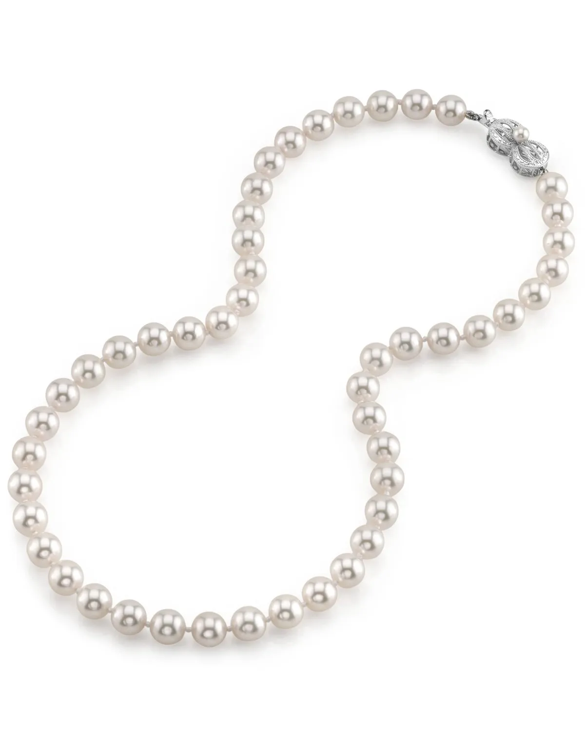 White Japanese Hanadama Akoya Pearl Necklace, 8.0-8.5mm