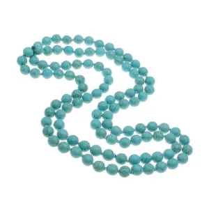 Women 10mm Turquoise Gemstone Beaded Necklace, 120cm long