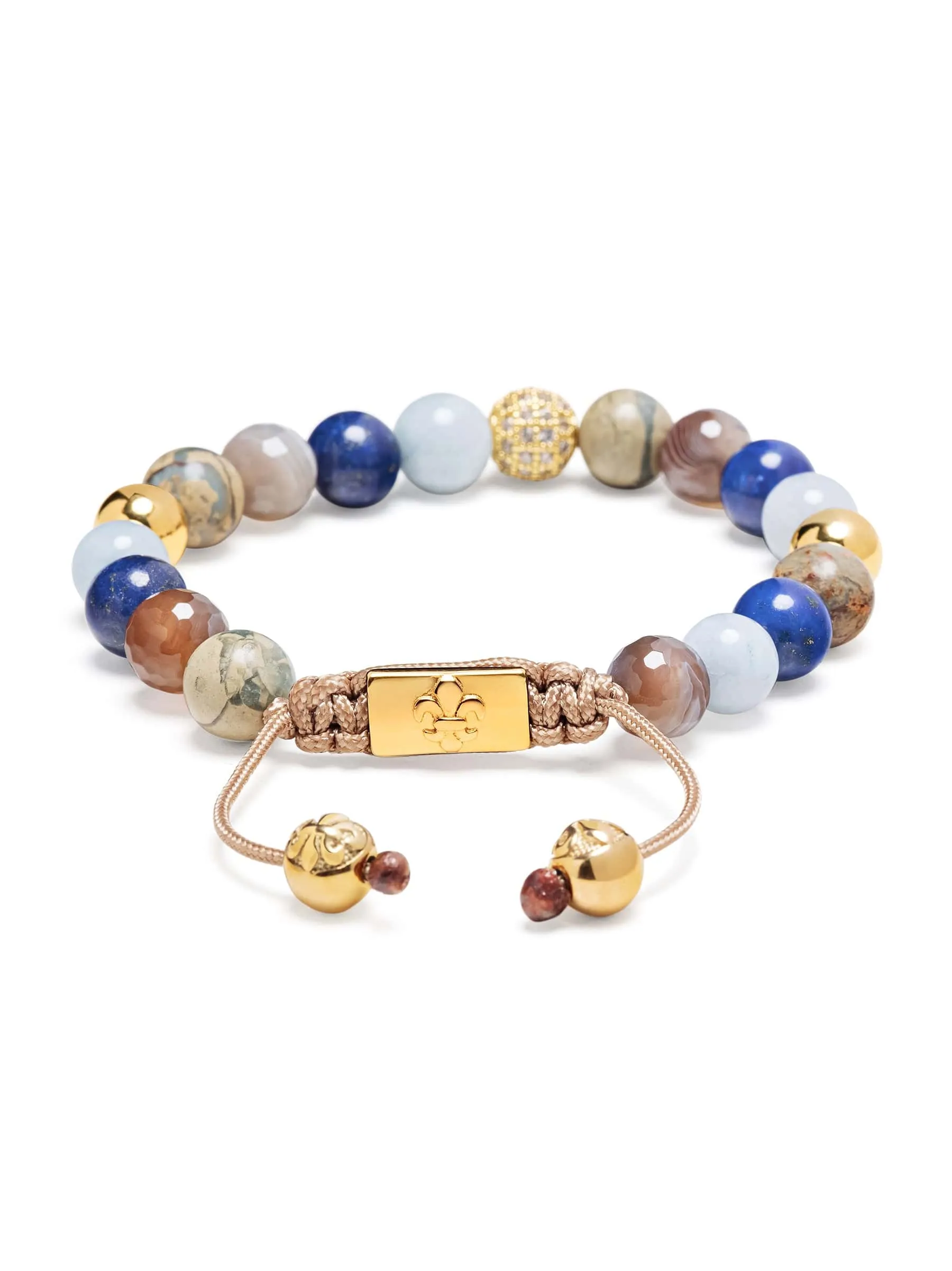 Women's Beaded Bracelet with Aquamarine, Blue Lapis, Opal, and Botswana Agate