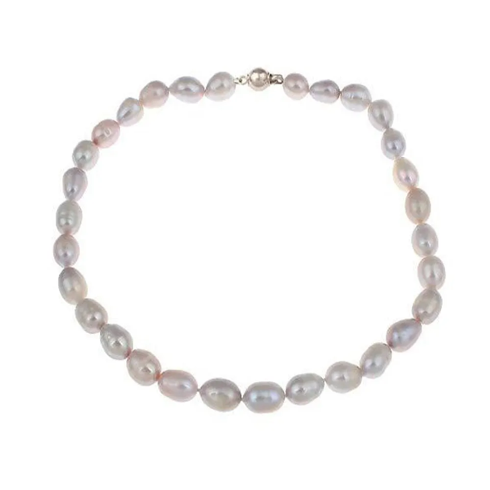 Women's Elegant and Classic 7-8mm Rice Shape Natural Pearl Necklace 46cm