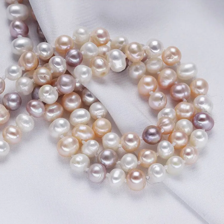 Women's Pearl Necklace 8-9mm Multicolour Freshwater Pearl Necklace, 120cm Long