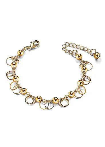 Wonderful Alloy Bracelet, Beads and Circles, Golden