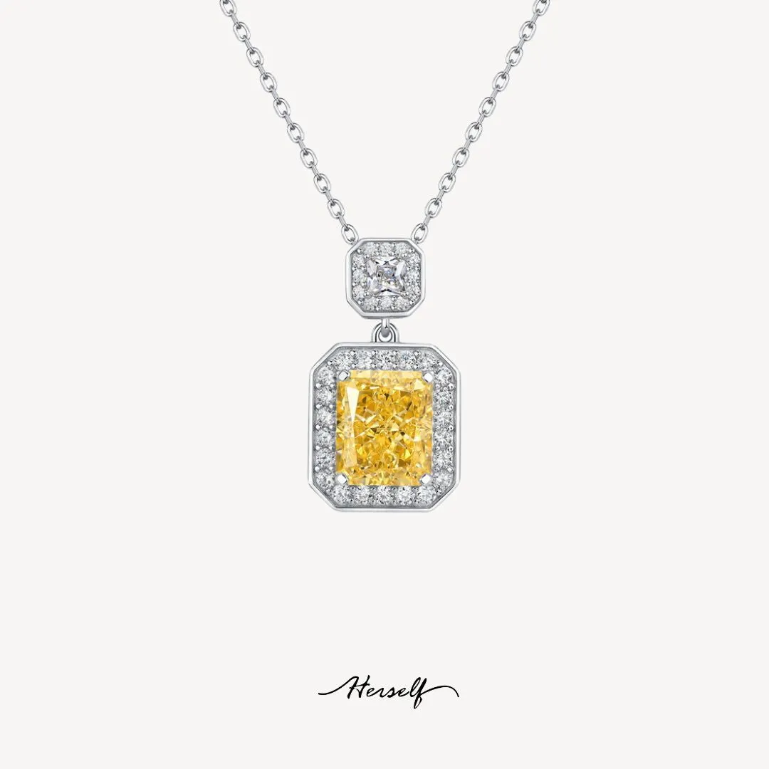 Yellow Diamond Square Perfume Bottle Necklace