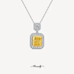 Yellow Diamond Square Perfume Bottle Necklace