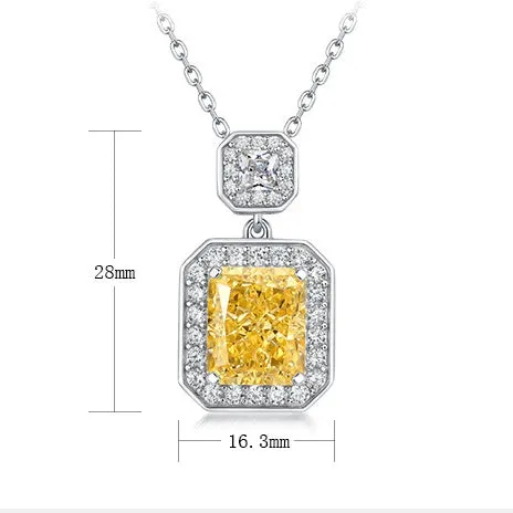 Yellow Diamond Square Perfume Bottle Necklace