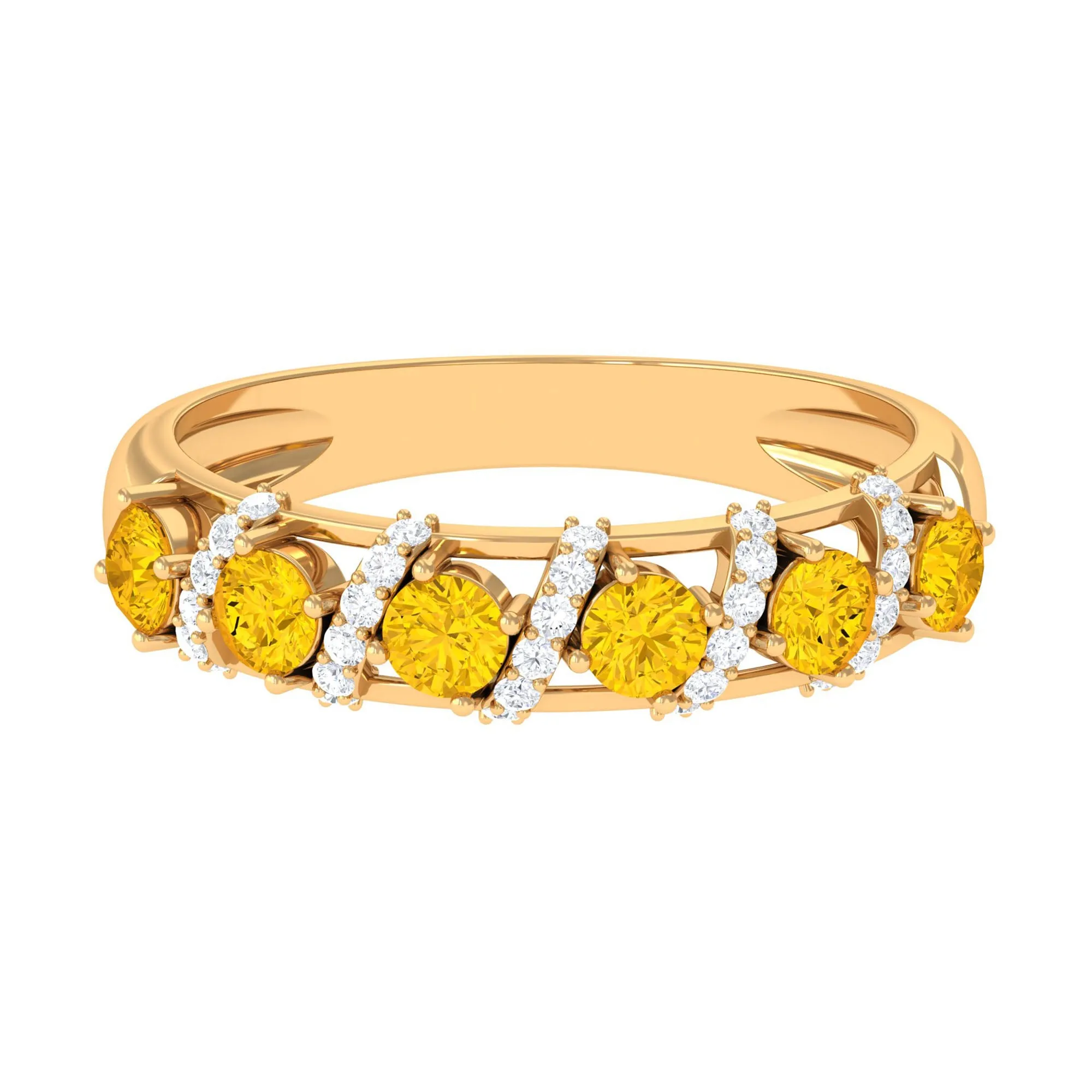 Yellow Sapphire Designer Anniversary Ring