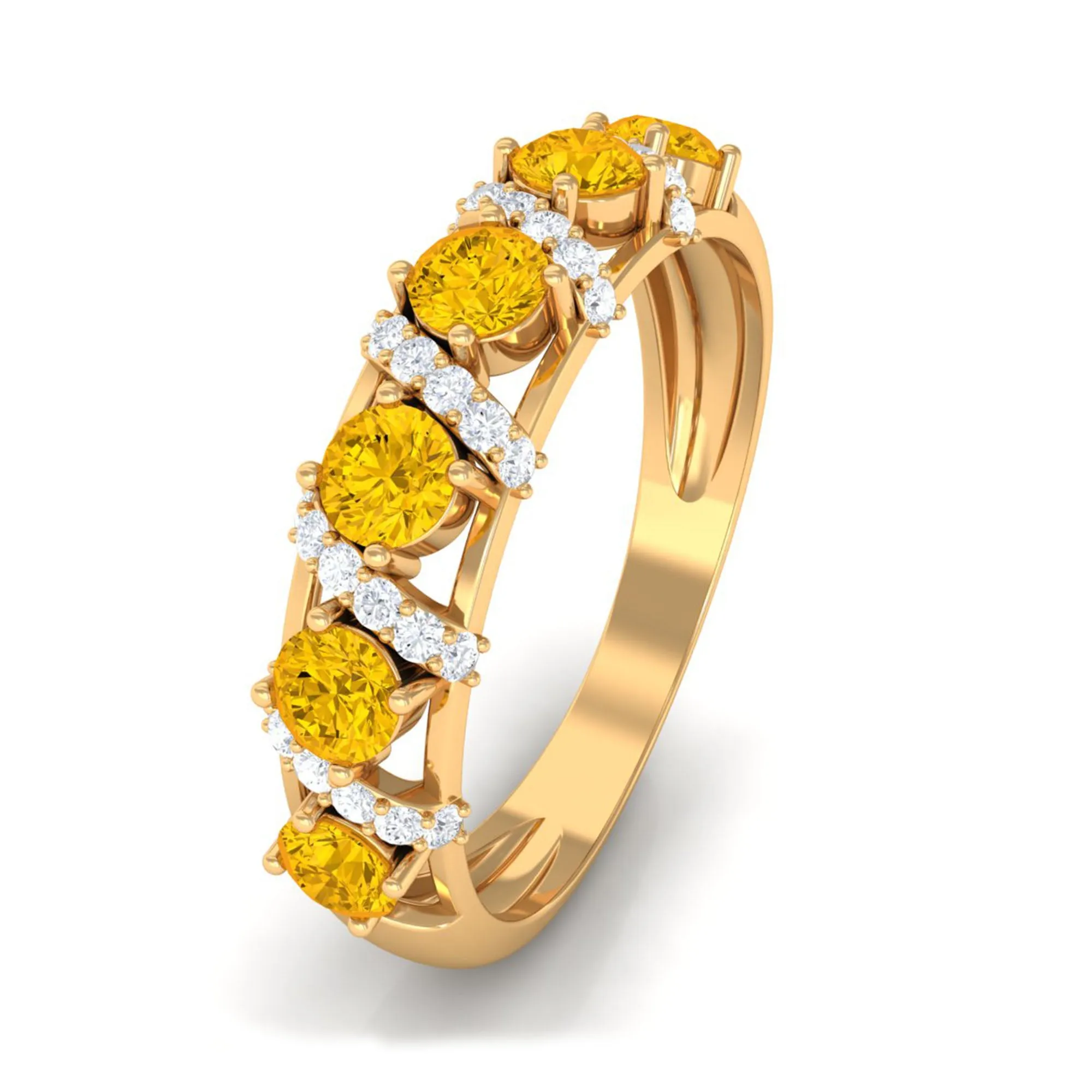 Yellow Sapphire Designer Anniversary Ring