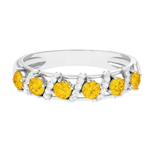 Yellow Sapphire Designer Anniversary Ring