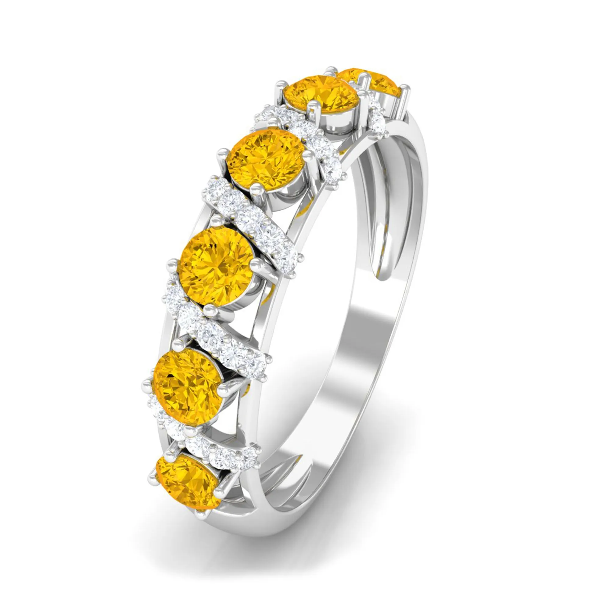 Yellow Sapphire Designer Anniversary Ring