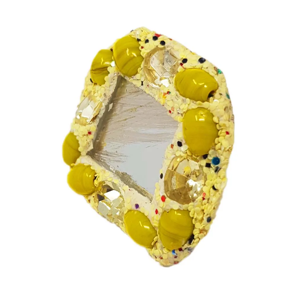 YELLOW SQUARE COCKTAIL RING