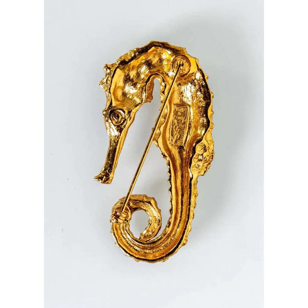 YVES SAINT LAURENT Vintage Rare Seahorse Brooch